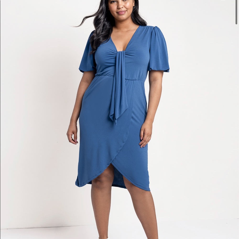 Brand New Eloquii Puff Sleeve Tulip Hem Dress